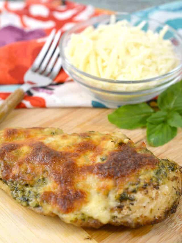 Keto Friendly Cheesy Pesto Chicken Story Everyday Ketogenic