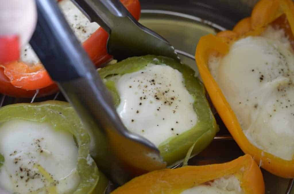 Keto Egg Stuffed Bell Peppers made in Instant Pot Everyday Ketogenic