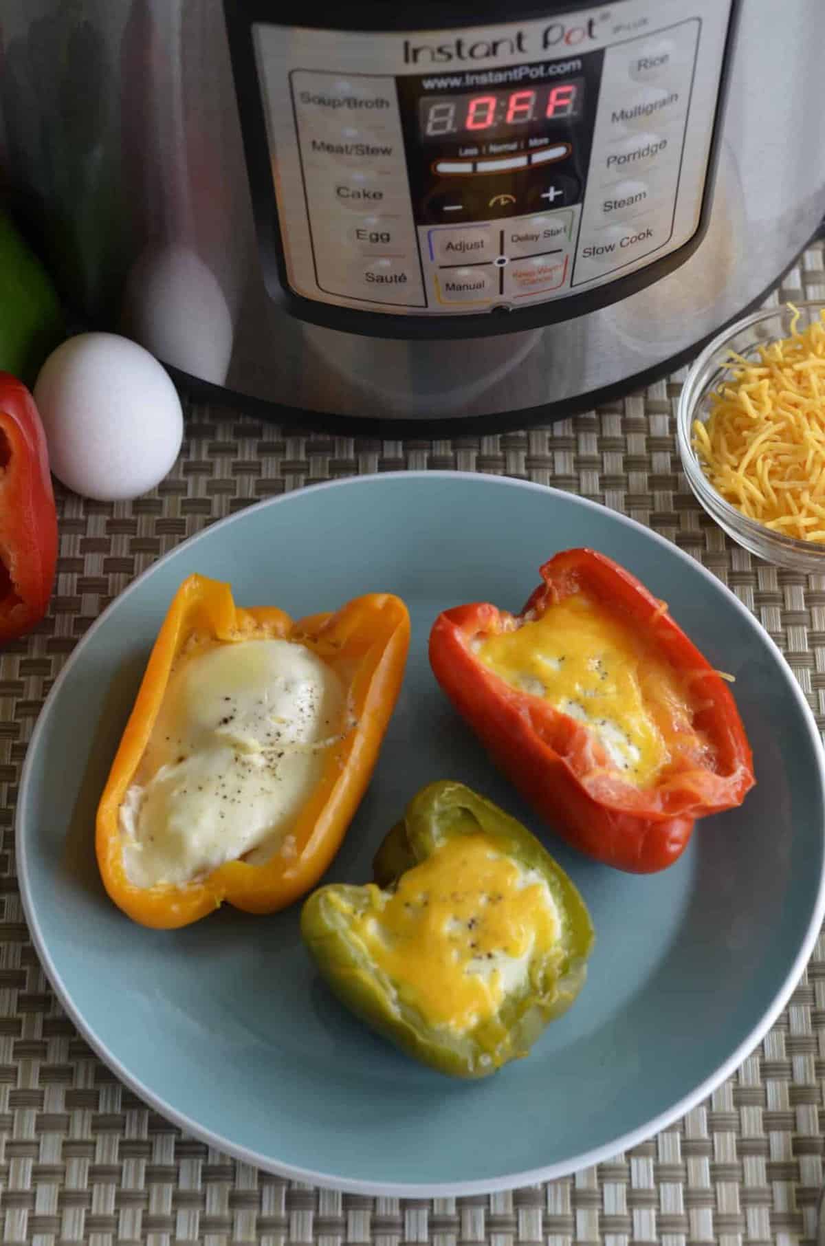 Keto Egg Stuffed Bell Peppers made in Instant Pot Everyday Ketogenic