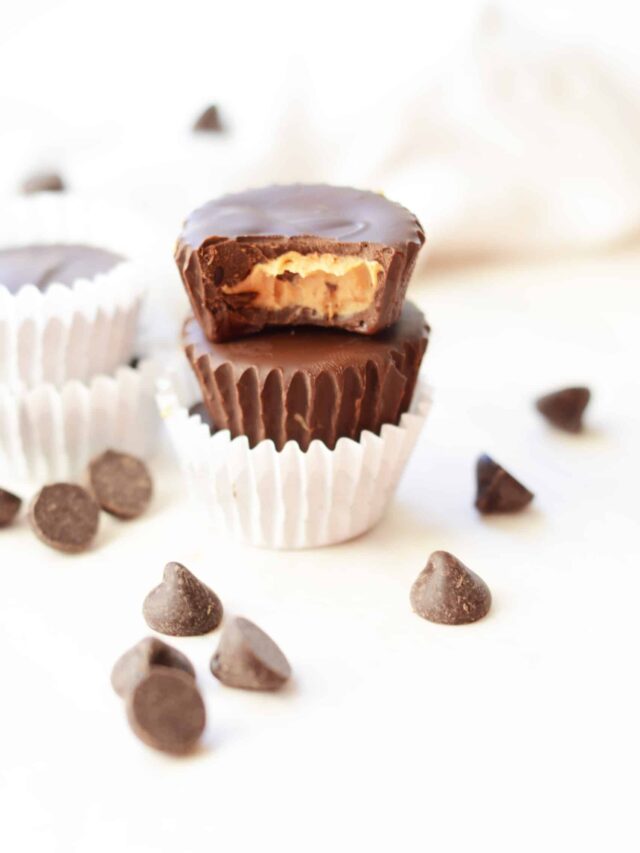 Keto peanut butter cups on a table