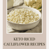 Keto riced cauliflower recipes: Bowl of freshly prepared riced cauliflower