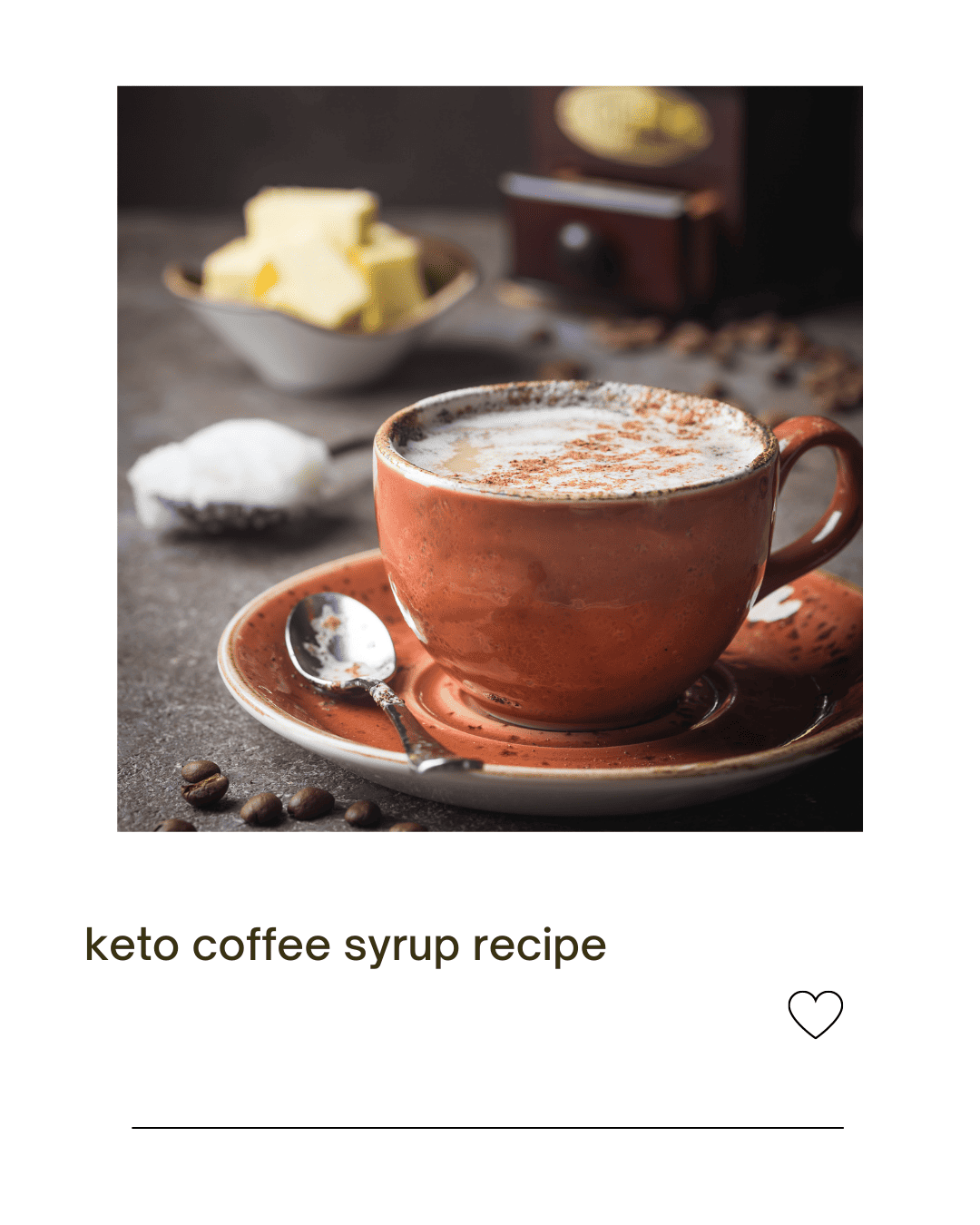Mug of coffee with keto coffee syrup and spoon.