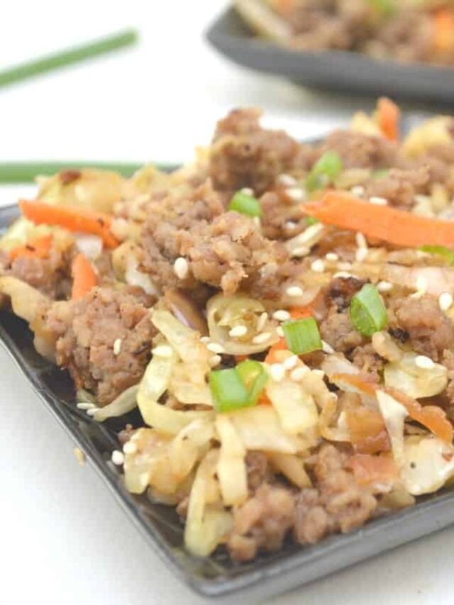 close up of egg roll in a bowl keto