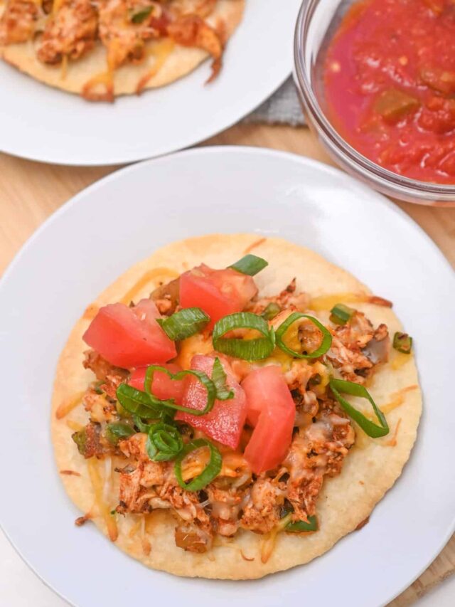 Keto Chicken Tostada the low carb mexican recipe on a plate