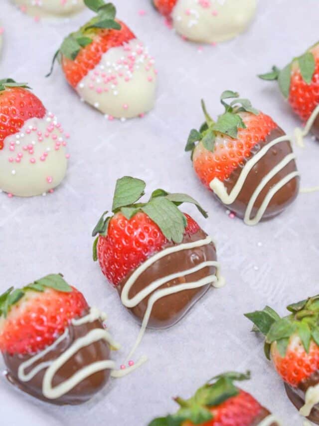 Keto Chocolate Dipped Strawberries on a tray