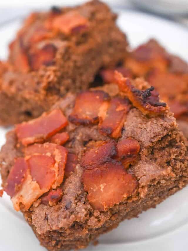 keto bacon brownie on a plate