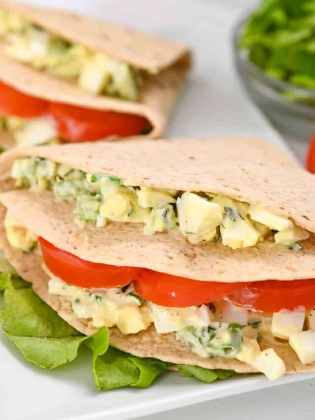 keto egg salad wrap on a plate