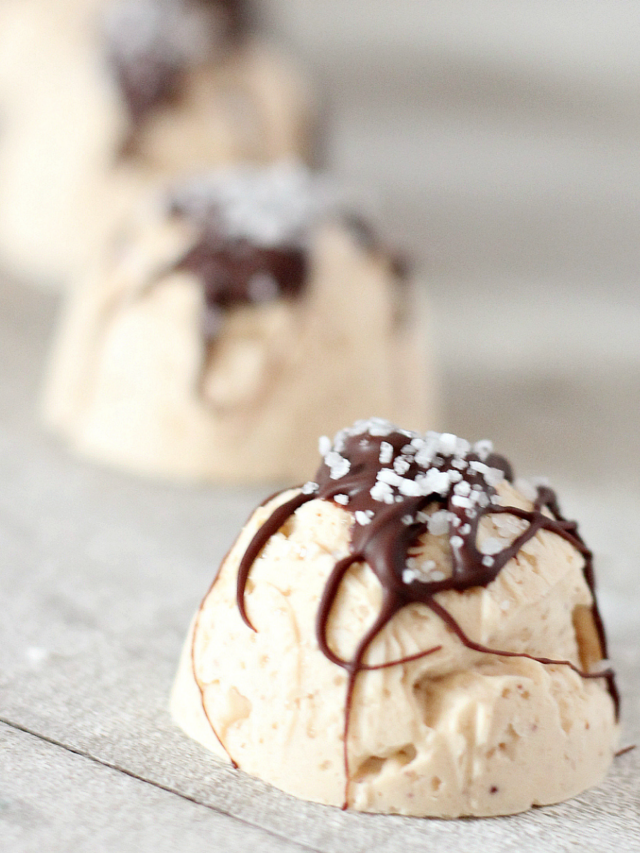Salted Caramel Chocolate Fat Bombs on a counter